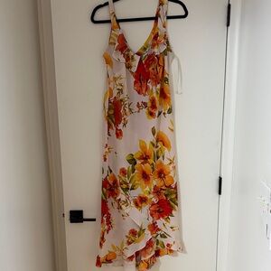 Y2K Floral Maxi Dress with Orange and Yellow Flowers